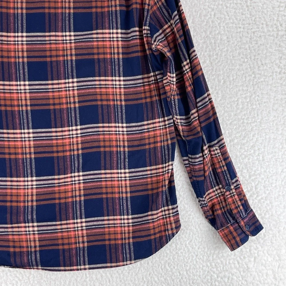 J. Crew Mercantile Blue Plaid Button-Down Casual Shirt Mens Long Sleeve‎ Size M